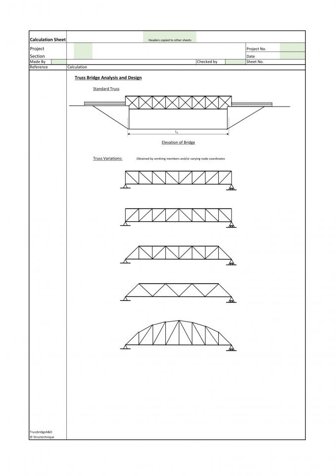 Truss bridge analysis and design for 3 to 16 bays single span